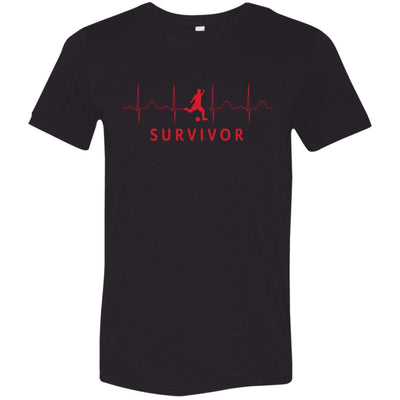 Red design with Soccer player icon featured in front of repeating EKG design with "SURVIVOR" text below.