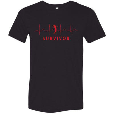 Red design with Golfer icon featured in front of repeating EKG design with "SURVIVOR" text below.