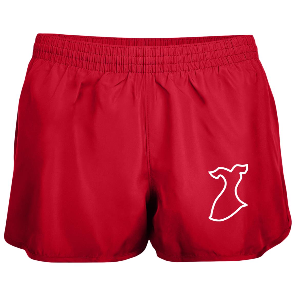 Red shorts with small GRfW logo featured on lower left leg.