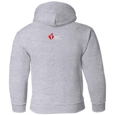 Back of hoodie: Small AHA logo featured on upper back.