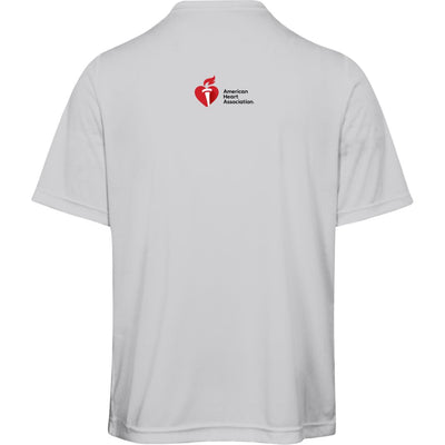 Back of tee featuring AHA logo