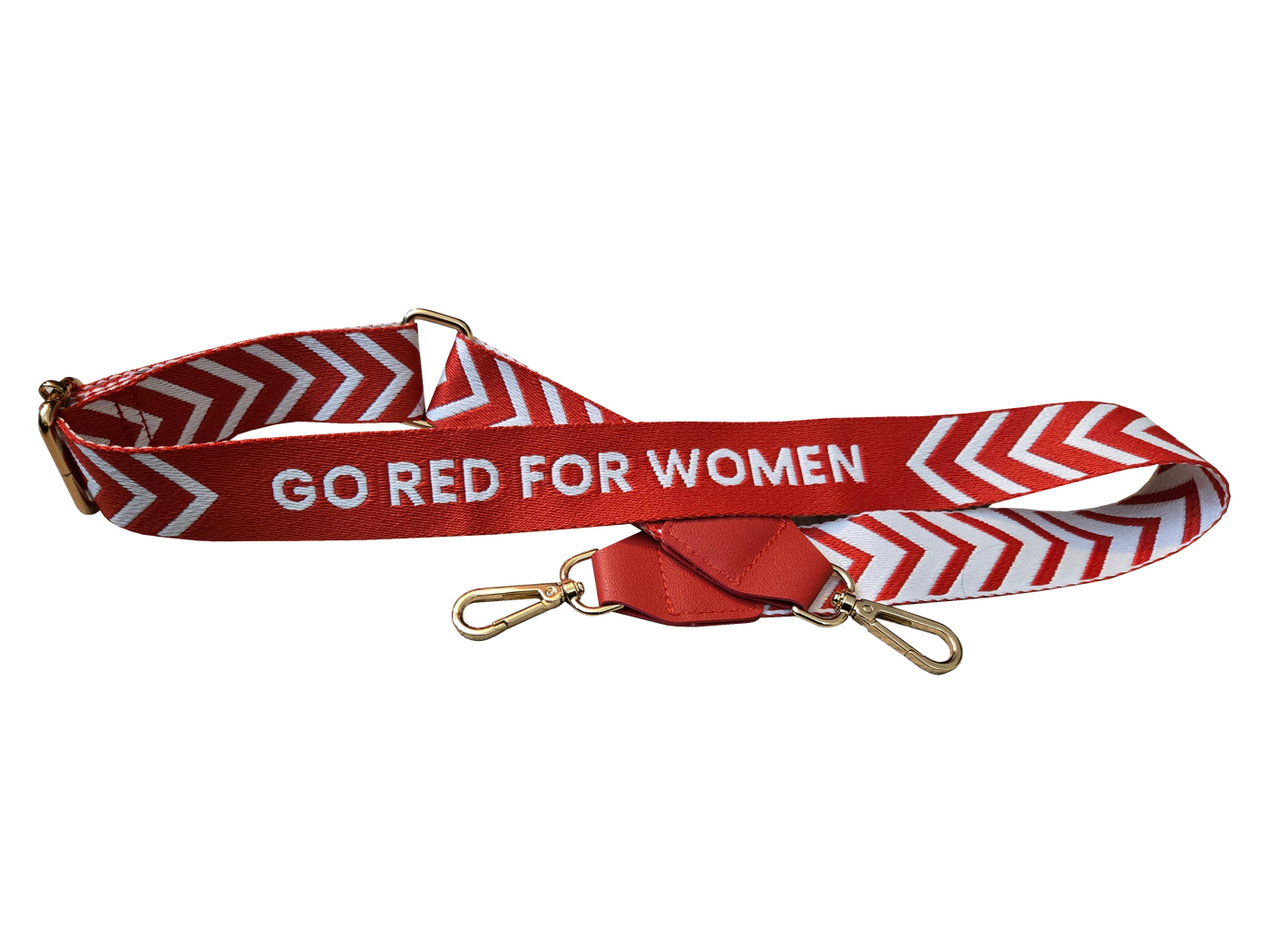 Red and white repeating chevron pattern with "GO RED FOR WOMEN" center text.