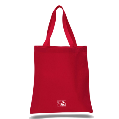 Back of tote bag: Go Red logo featured on bottom.